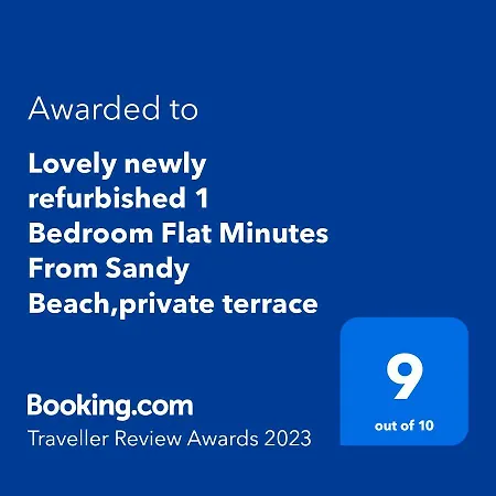 Lovely Newly Refurbished 1 Bedroom Flat Minutes From Sandy Beach,private Terrace *