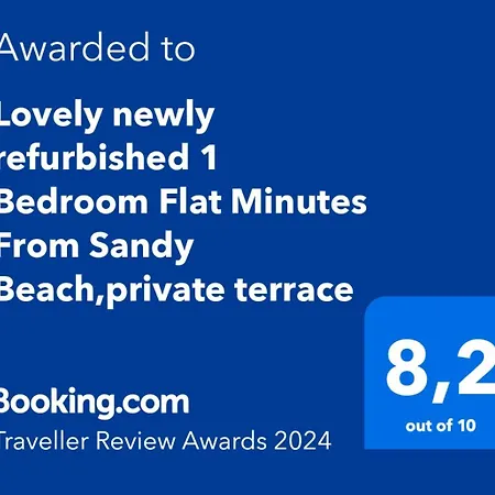 Lovely Newly Refurbished 1 Bedroom Flat Minutes From Sandy Beach,private Terrace